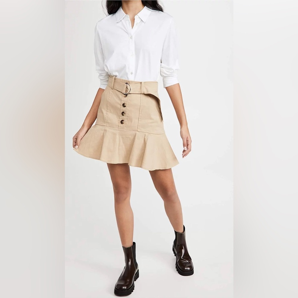 A.L.C. Tan Button-Front A-Line Skirt